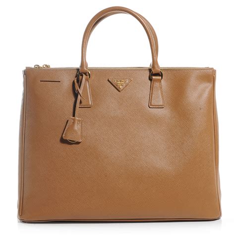 prada saffiano lux double zip tote caramel|PRADA Saffiano Lux Extra Large Galleria Double Zip Tote .